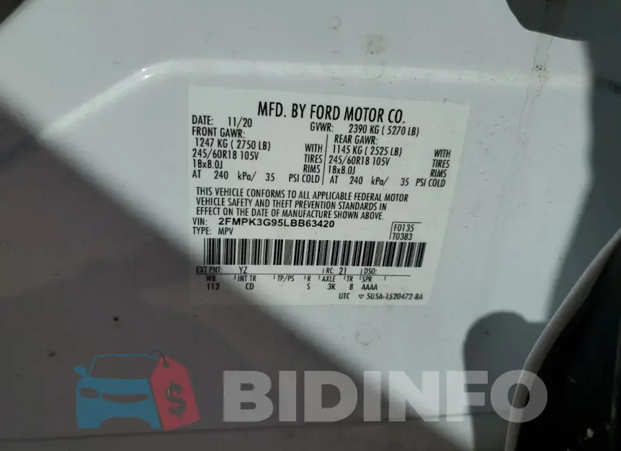 2FMPK3G95LBB63420 Photo# 12