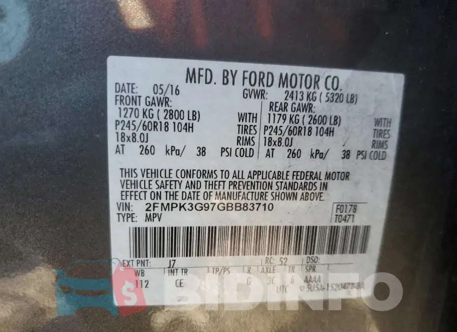 2FMPK3G97GBB83710 Photo# 14