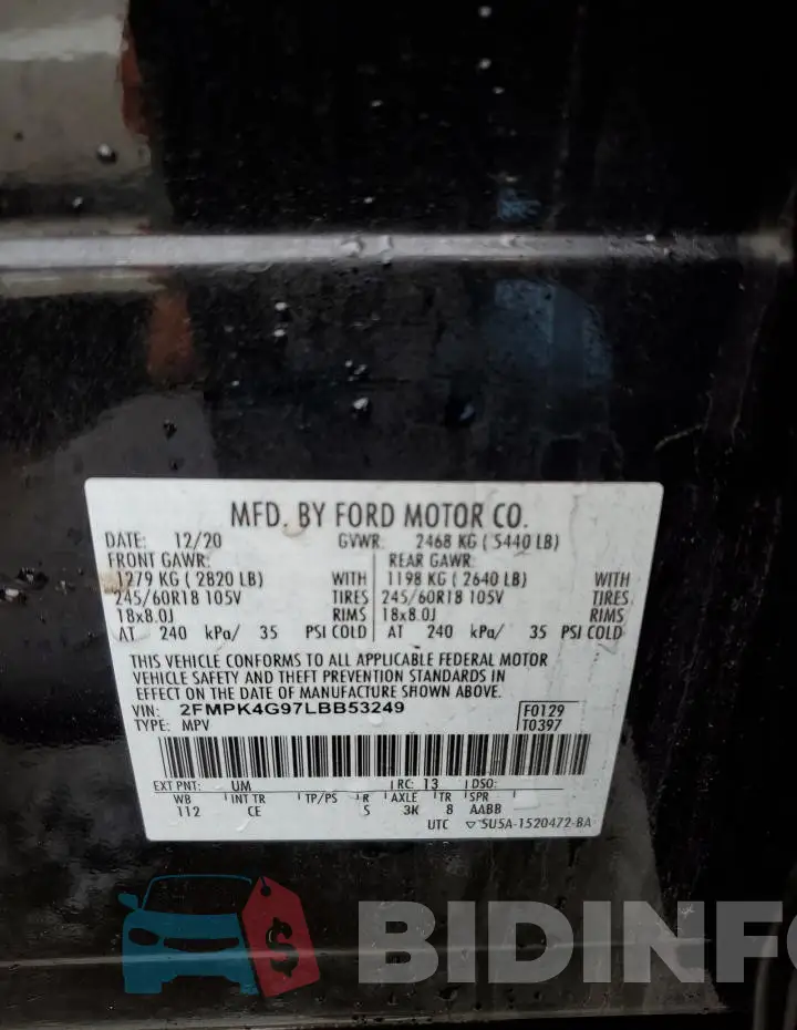 2FMPK4G97LBB53249 Photo# 13