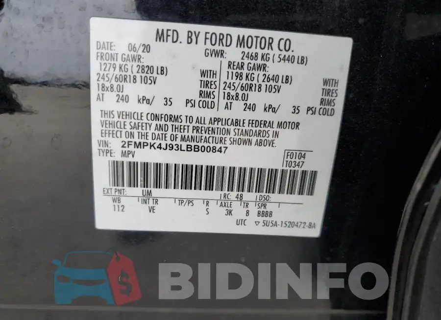 2FMPK4J93LBB00847 Photo# 14