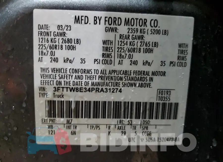 3FTTW8E34PRA31274 Photo# 12