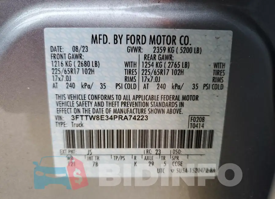 3FTTW8E34PRA74223 Photo# 12