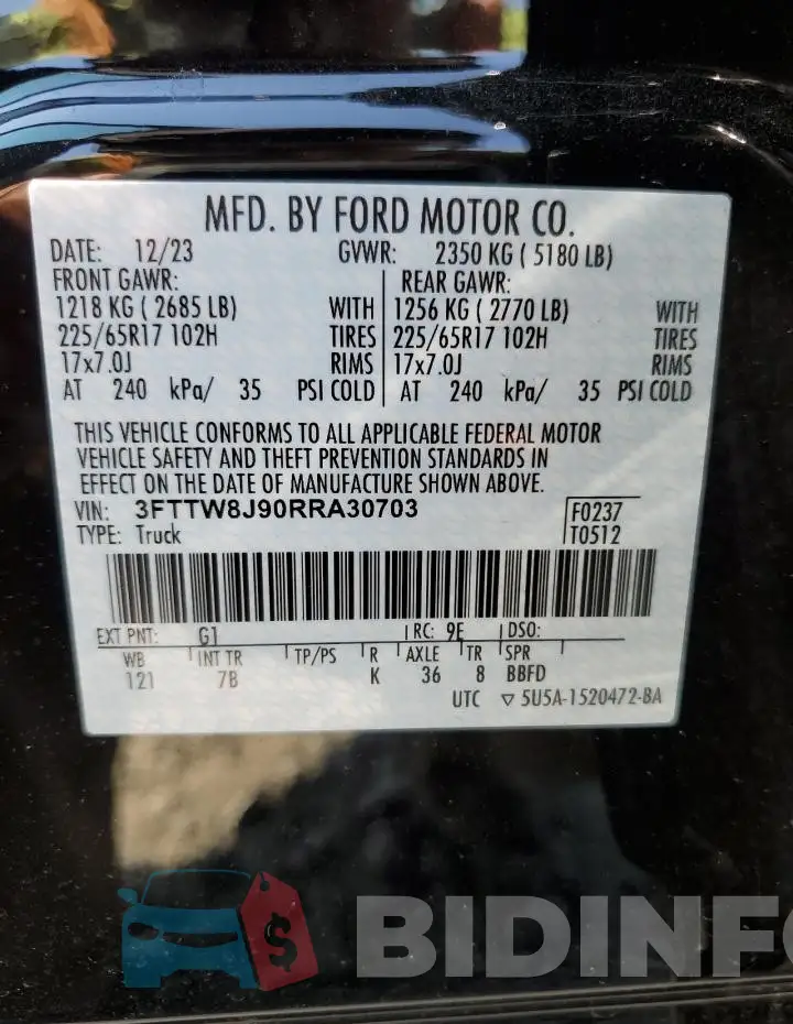 3FTTW8J90RRA30703 Photo# 12