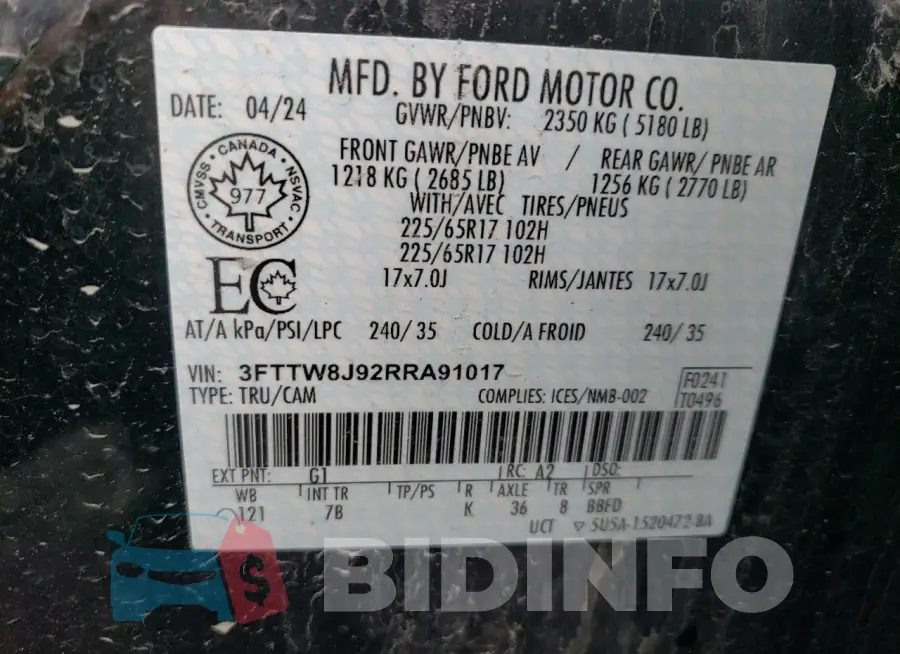 3FTTW8J92RRA91017 Photo# 13