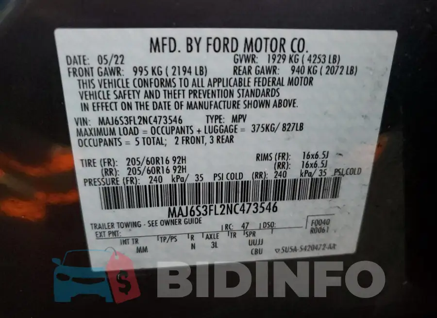 MAJ6S3FL2NC473546 Photo# 14