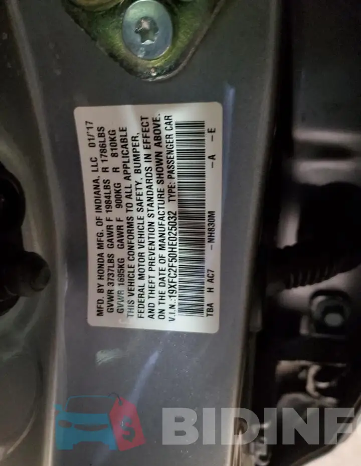 19XFC2F50HE025032 Photo# 12