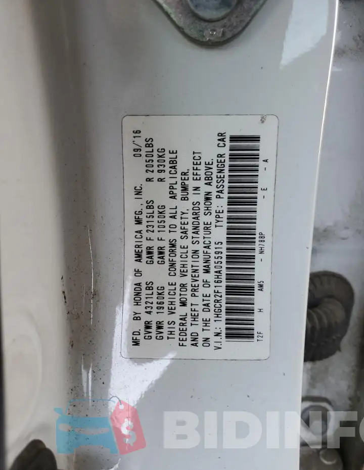 1HGCR2F16HA055915 Photo# 12