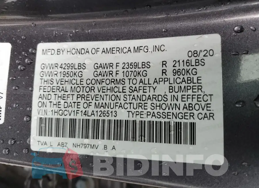 1HGCV1F14LA126513 Photo# 12