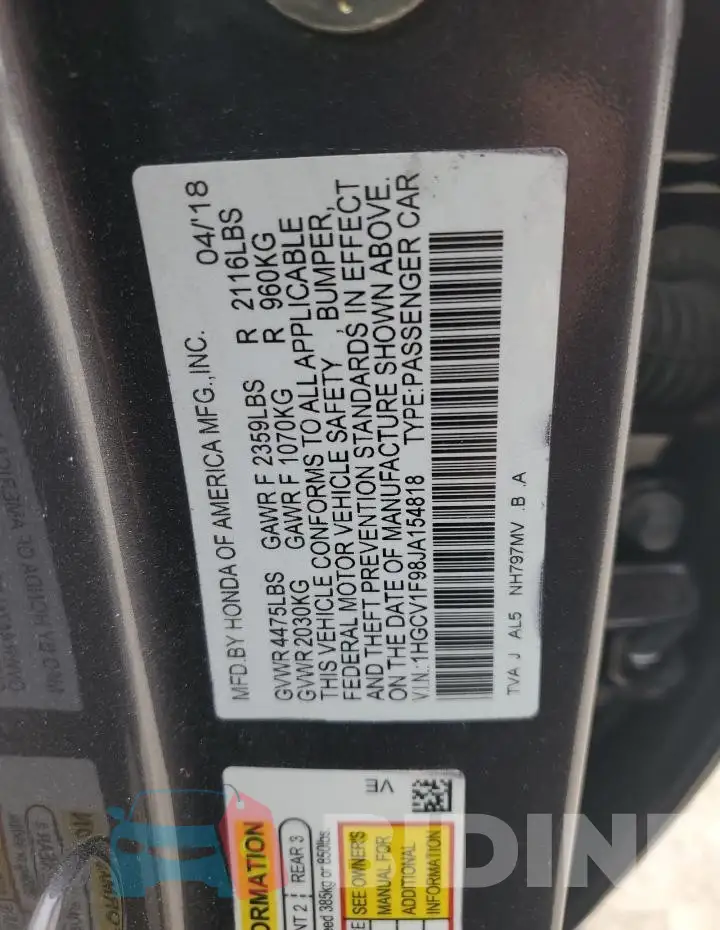 1HGCV1F98JA154818 Photo# 12