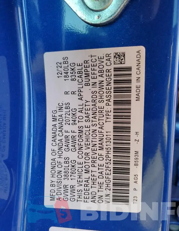 2HGFE2F52PH513011 Photo# 12