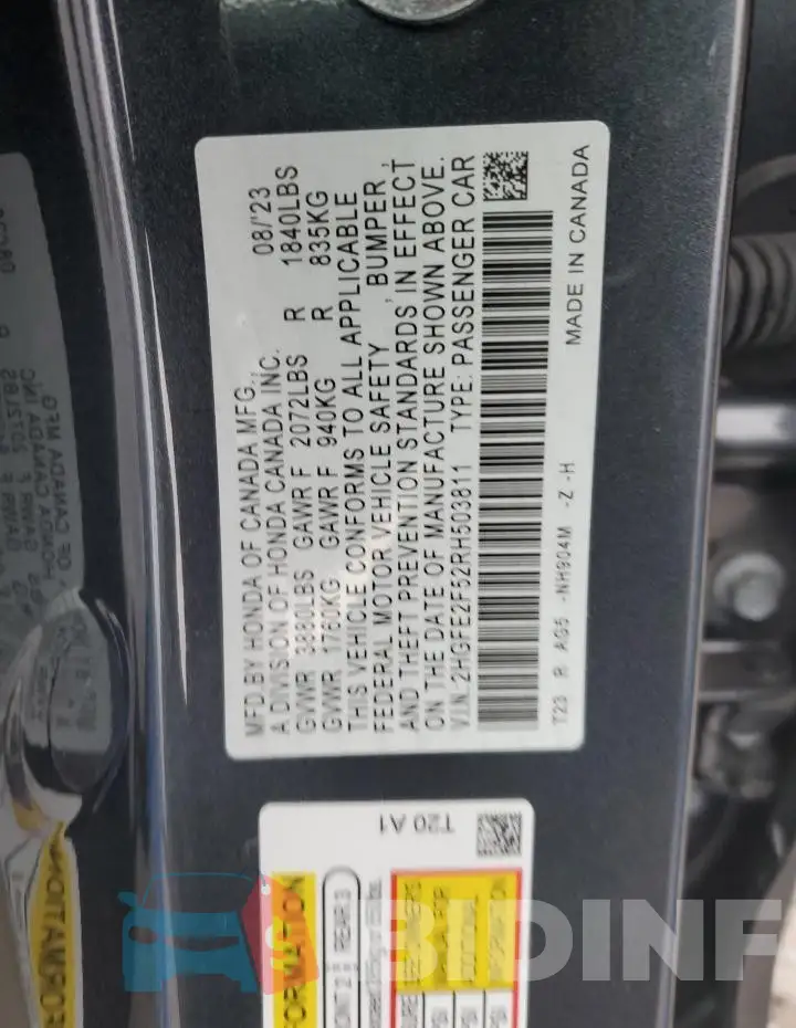 2HGFE2F52RH503811 Photo# 12