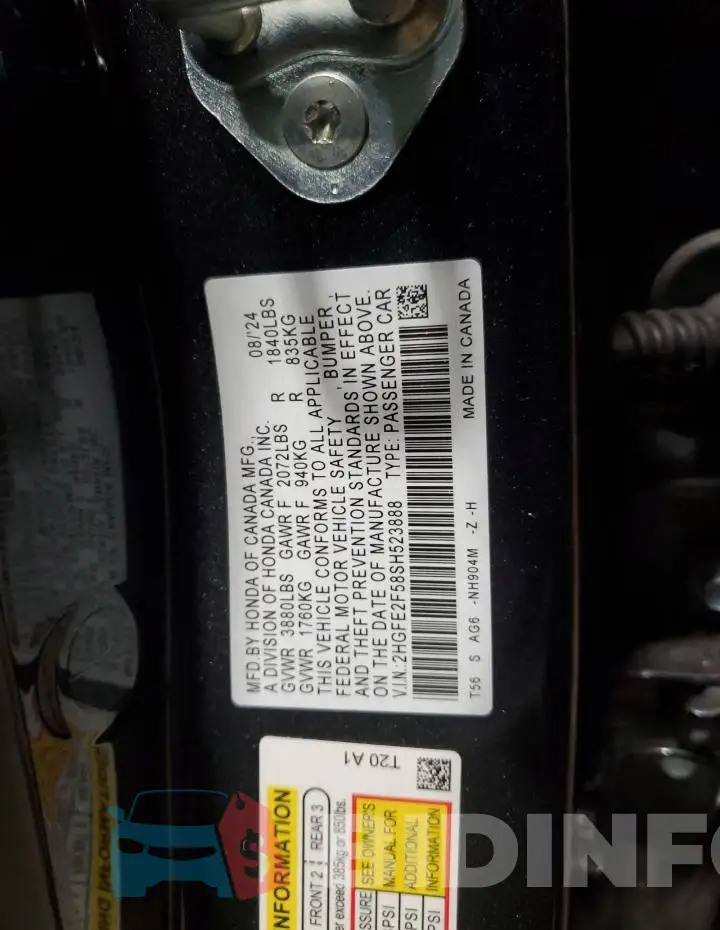 2HGFE2F58SH523888 Photo# 13
