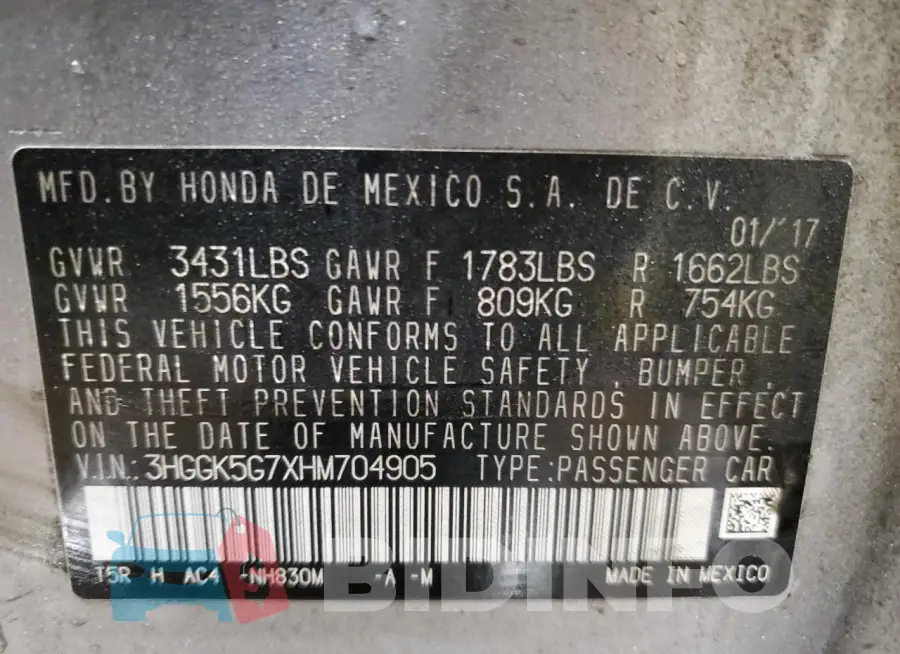 3HGGK5G7XHM704905 Photo# 12
