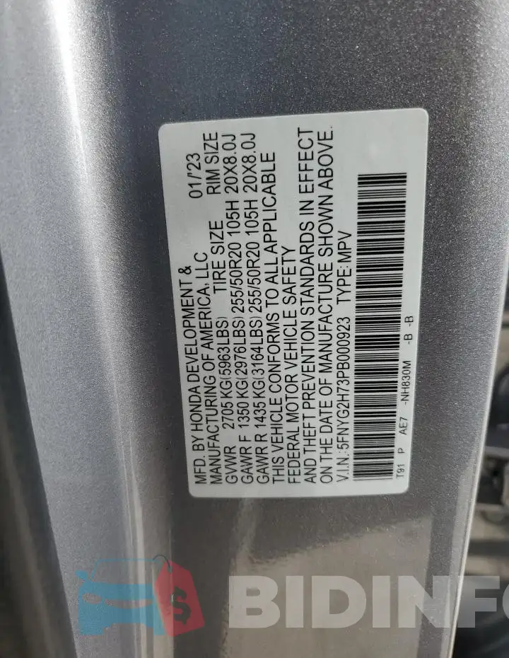 5FNYG2H73PB000923 Photo# 14
