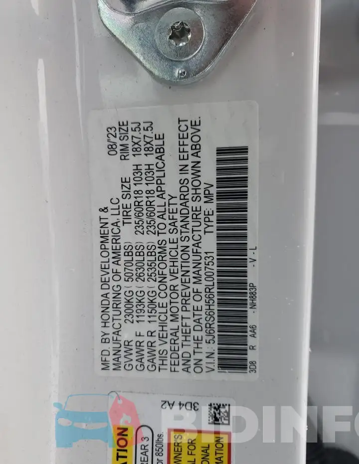 5J6RS6H56RL007531 Photo# 13
