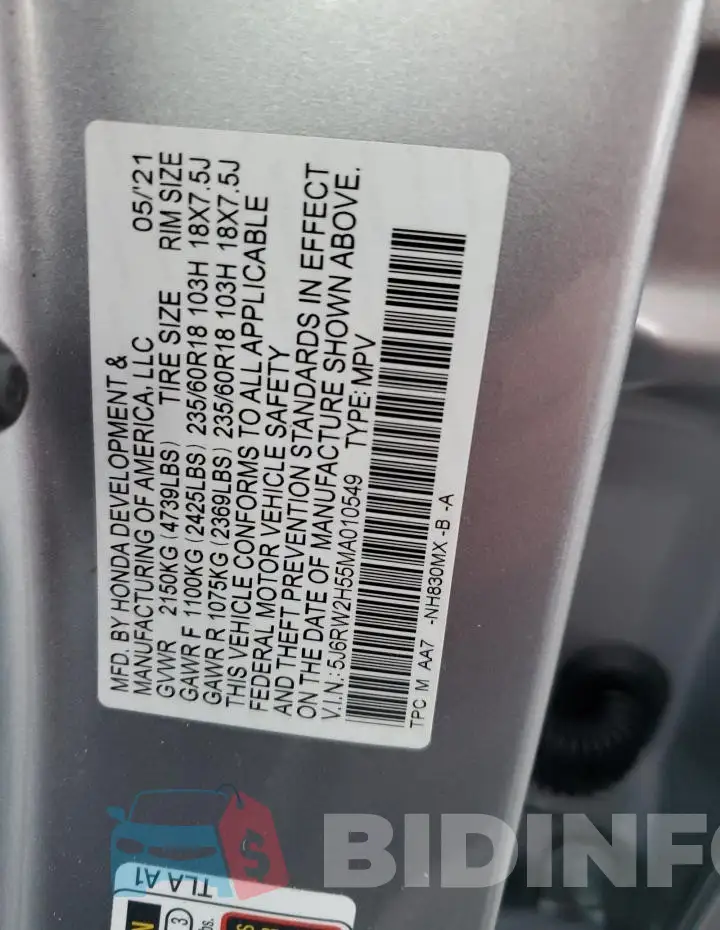 5J6RW2H55MA010549 Photo# 13
