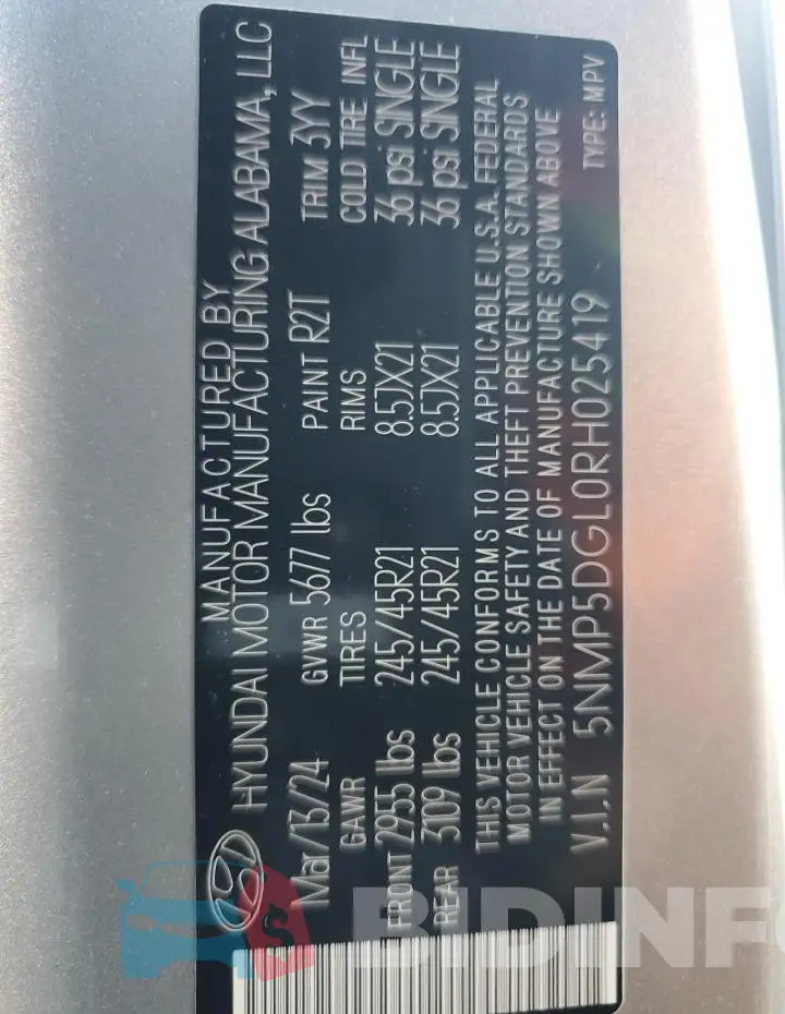 5NMP5DGL0RH025419 Photo# 14