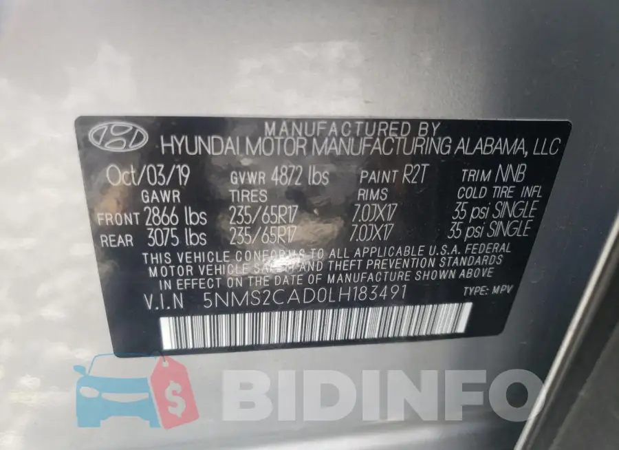 5NMS2CAD0LH183491 Photo# 13