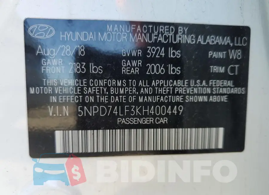 5NPD74LF3KH400449 Photo# 12