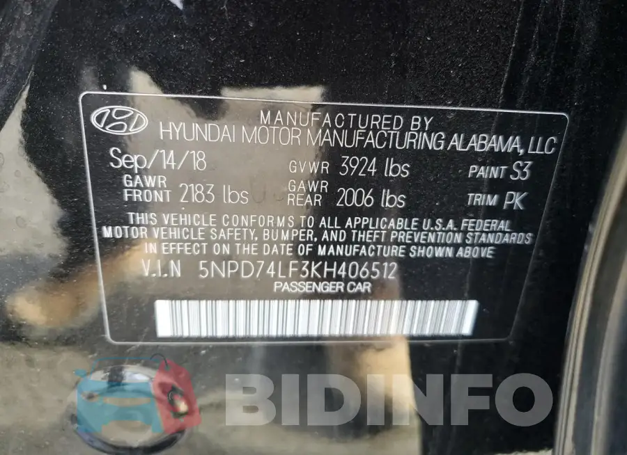 5NPD74LF3KH406512 Photo# 12