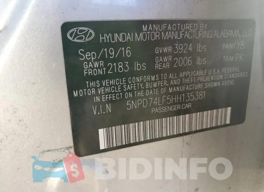 5NPD74LF5HH135381 Photo# 12
