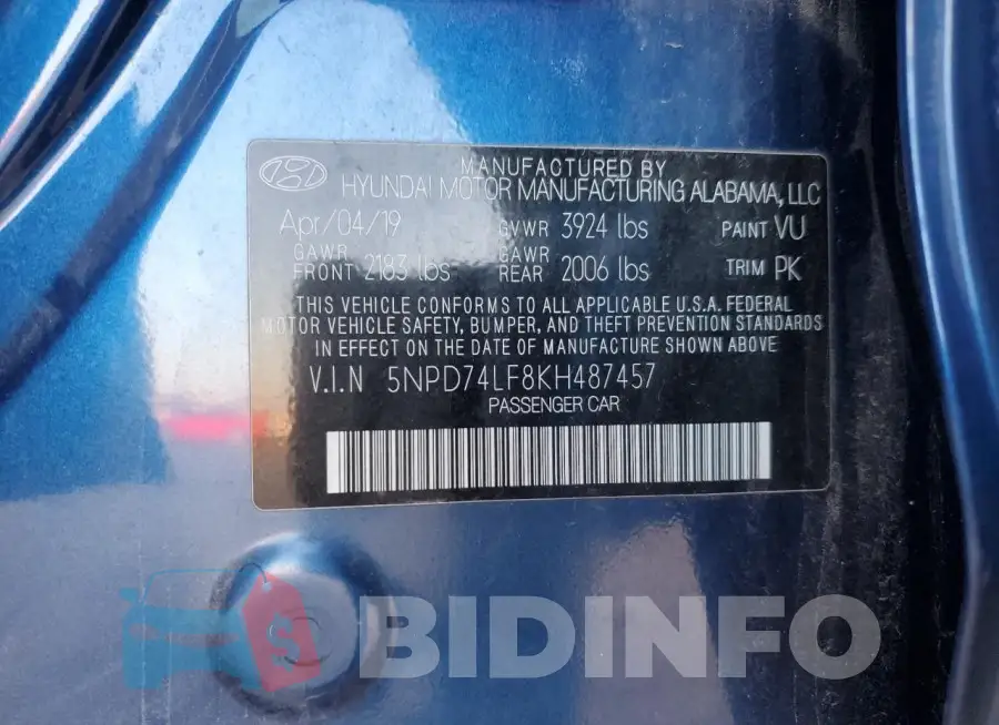 5NPD74LF8KH487457 Photo# 13