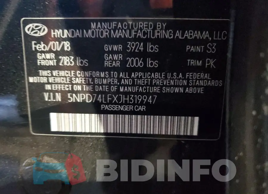 5NPD74LFXJH319947 Photo# 12