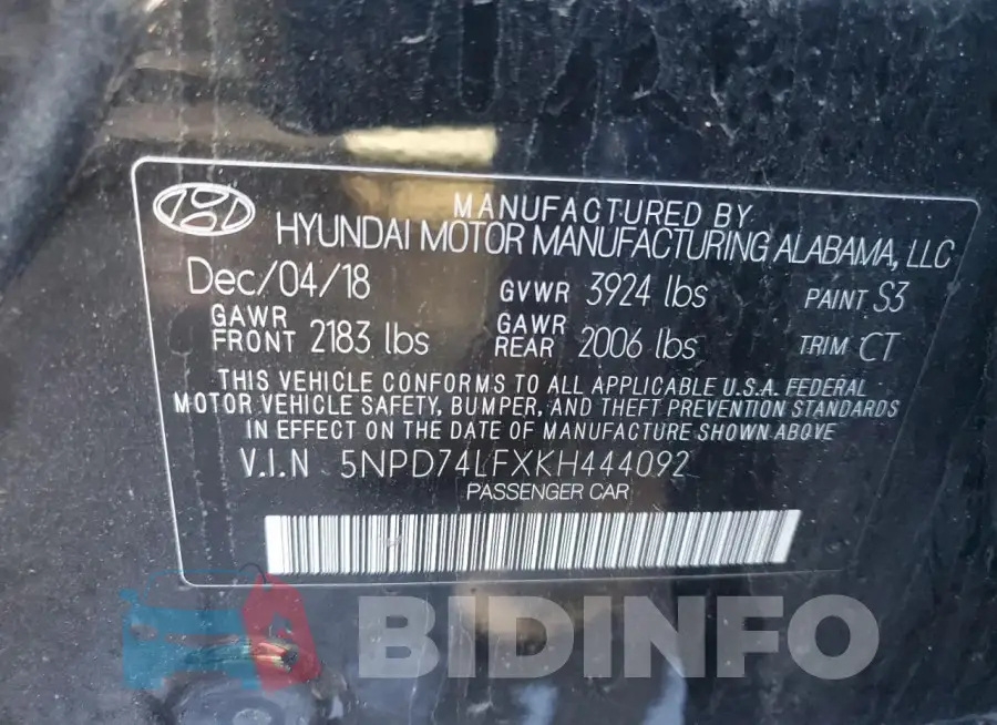 5NPD74LFXKH444092 Photo# 12