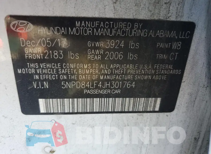 5NPD84LF4JH301764 Photo# 12