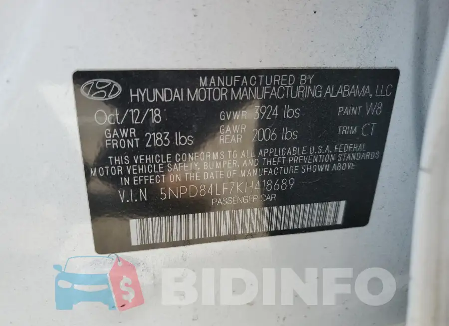 5NPD84LF7KH418689 Photo# 12