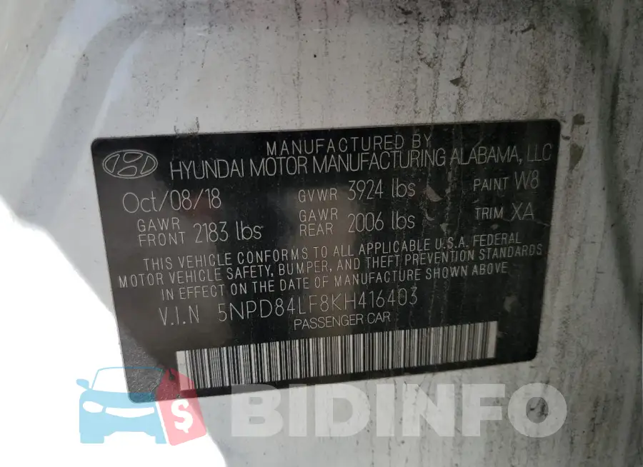 5NPD84LF8KH416403 Photo# 13