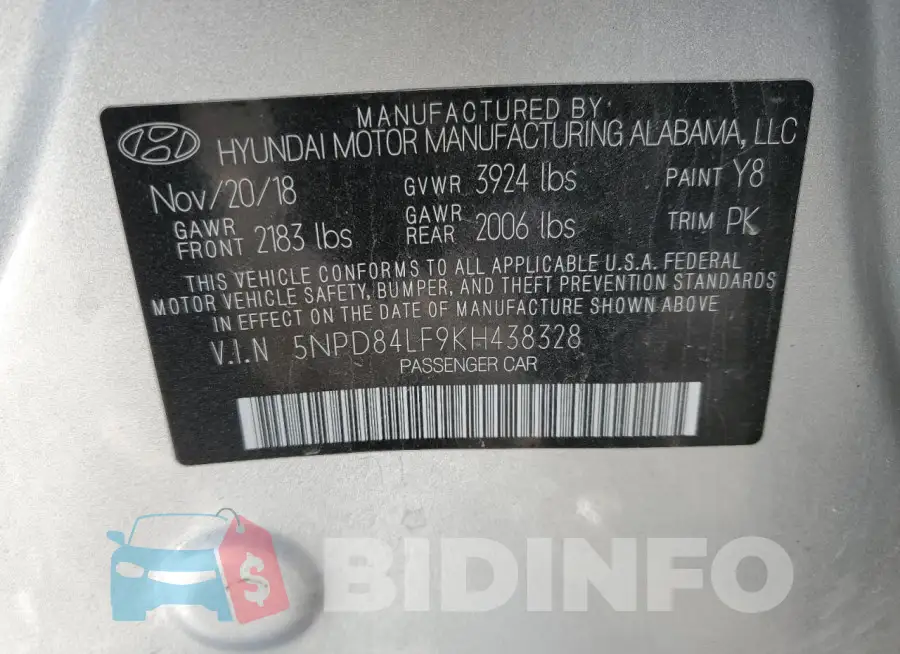 5NPD84LF9KH438328 Photo# 12