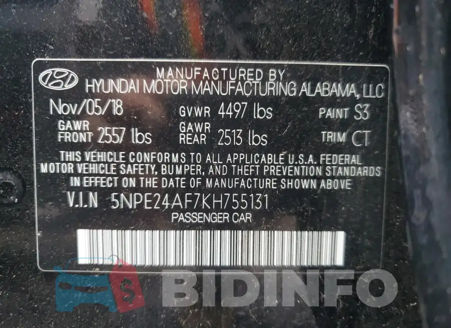 5NPE24AF7KH755131 Photo# 12