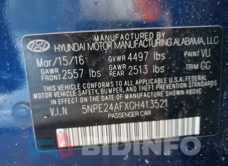5NPE24AFXGH413521 Photo# 12