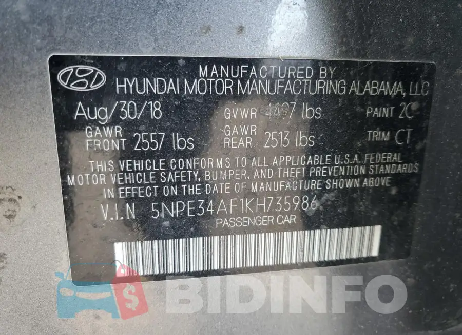 5NPE34AF1KH735986 Photo# 12