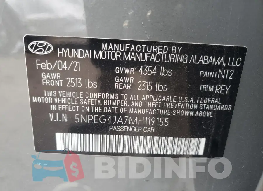 5NPEG4JA7MH119155 Photo# 13