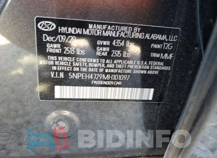 5NPEH4J29MH101097 Photo# 12