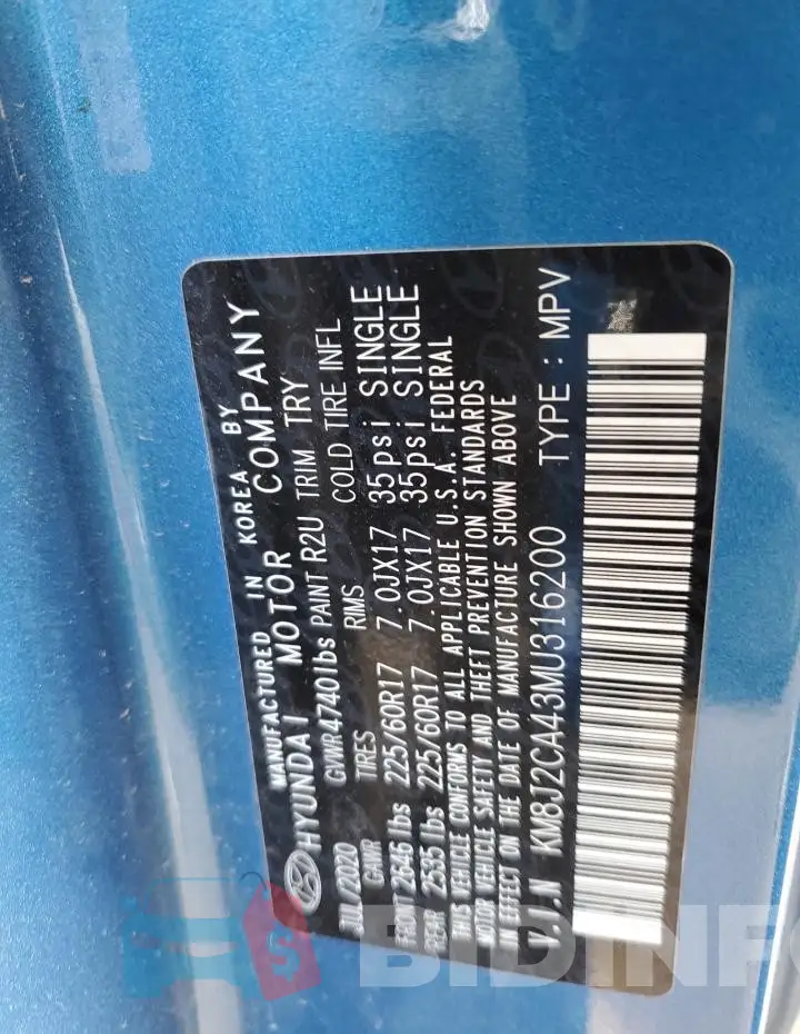 KM8J2CA43MU316200 Photo# 14