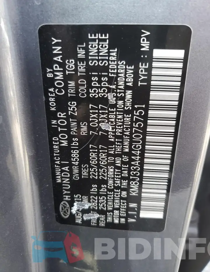 KM8J33A44GU075751 Photo# 14