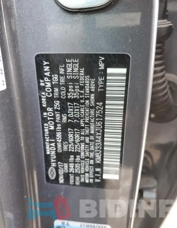 KM8J33A4XJU617524 Photo# 13