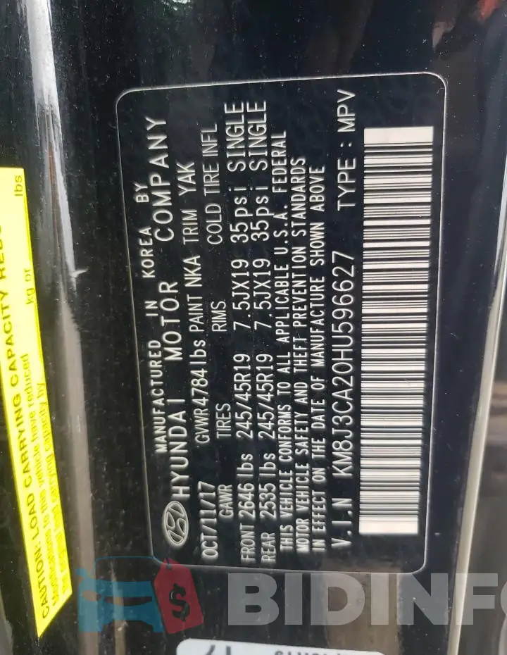 KM8J3CA20HU596627 Photo# 13