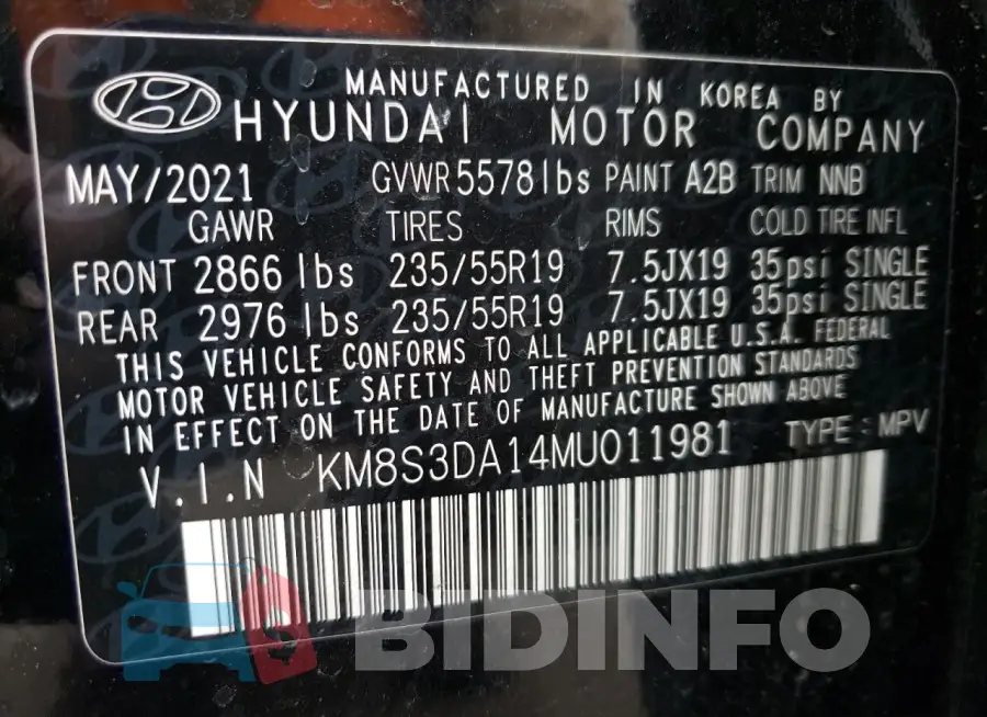 KM8S3DA14MU011981 Photo# 13