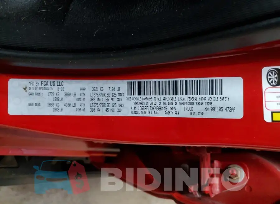 1C6SRFLTXKN566445 Photo# 13