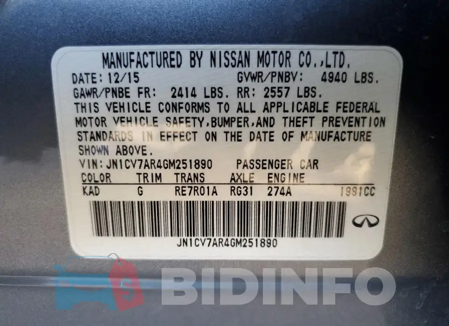 JN1CV7AR4GM251890 Photo# 12