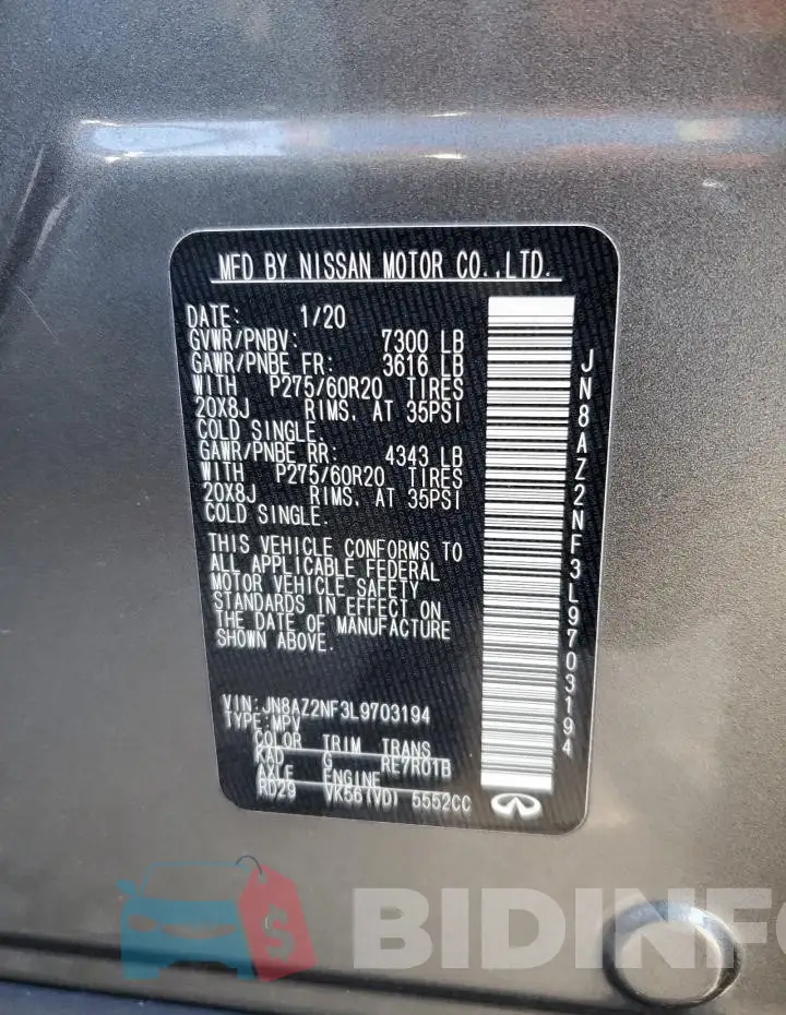 JN8AZ2NF3L9703194 Photo# 13