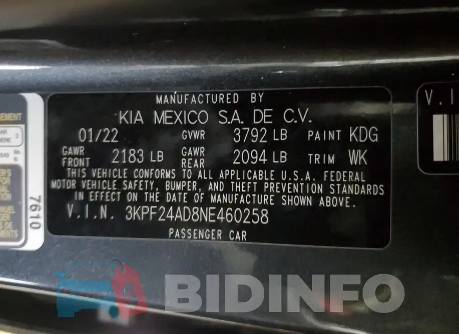 3KPF24AD8NE460258 Photo# 12