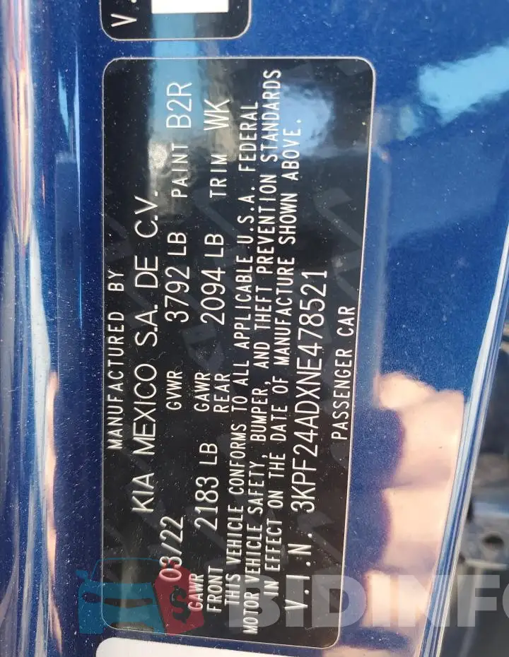 3KPF24ADXNE478521 Photo# 12