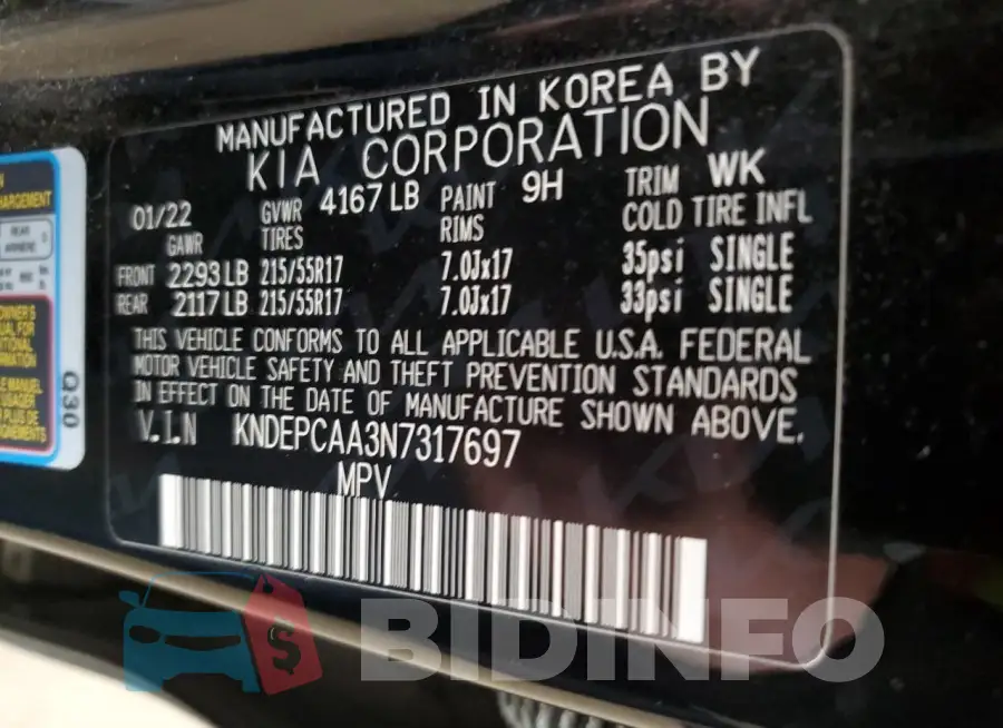 KNDEPCAA3N7317697 Photo# 13
