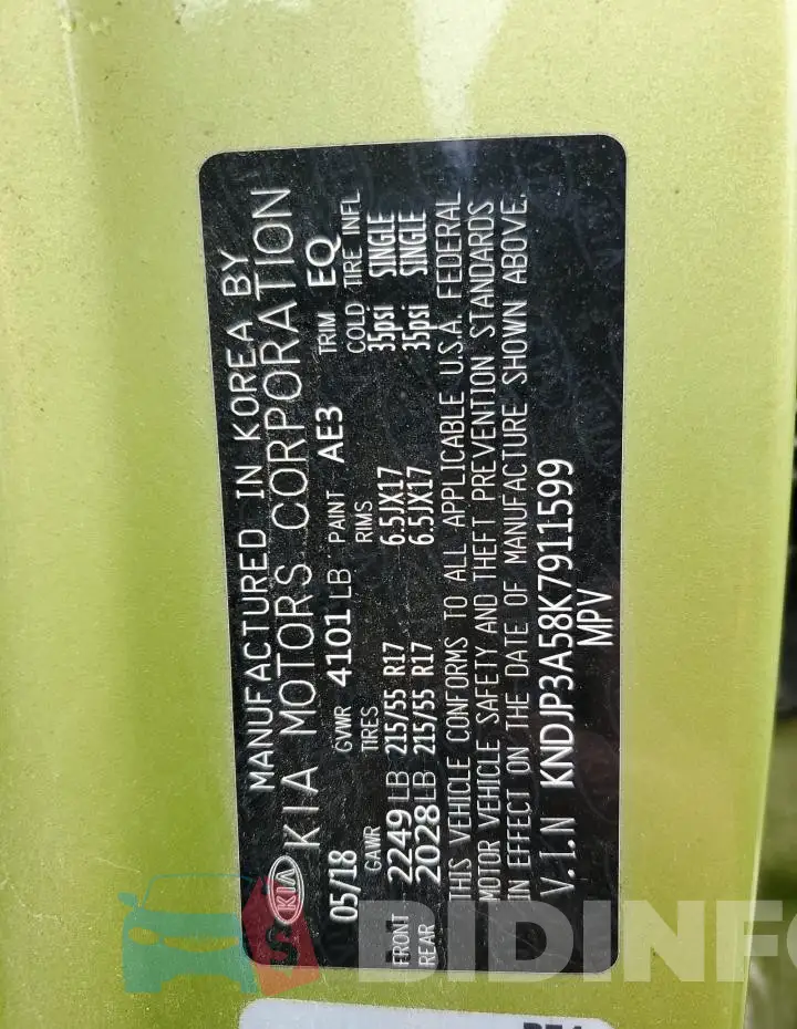 KNDJP3A58K7911599 Photo# 14