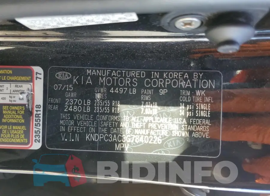 KNDPC3AC3G7840226 Photo# 12